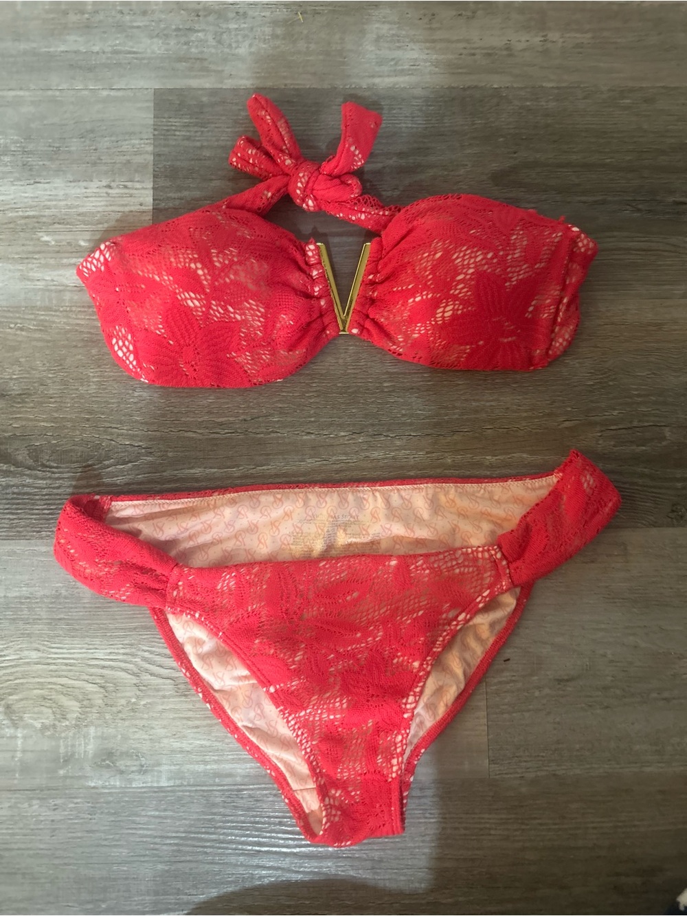 Victoria’s Secret Lace Pink Bandeau Bikini
